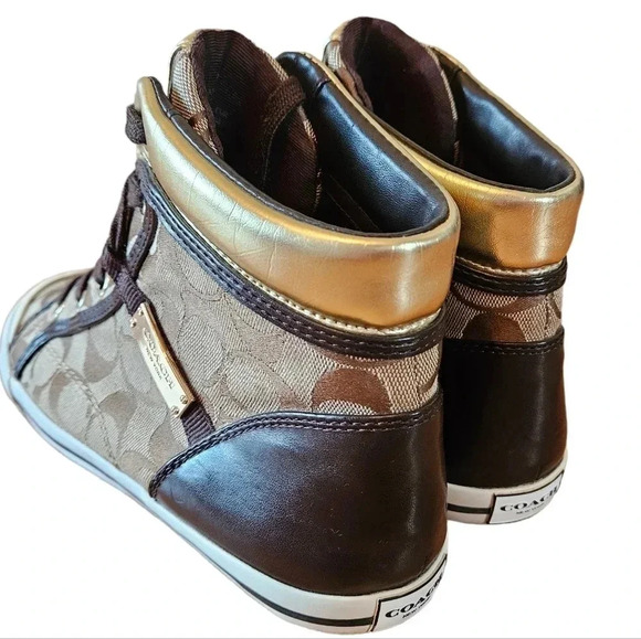 Coach New York Women's  Brown Freesia Lace Up High Top Sneaker Shoes Size 8. - Picture 9 of 16